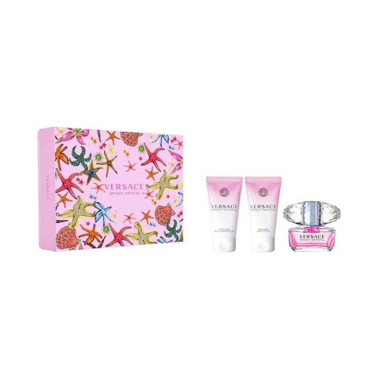 Versace Bright Crystal Set Eau de Toilette für Damen Spray 50 ml + Körperlotion 50 ml + Duschgel 50 ml