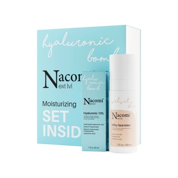 Nacomi Next Level Moisturizing Geschenkset Feuchtigkeitsspendendes Milchtonikum 100 ml + Serum Hyaluronsäure 10 % 30 ml