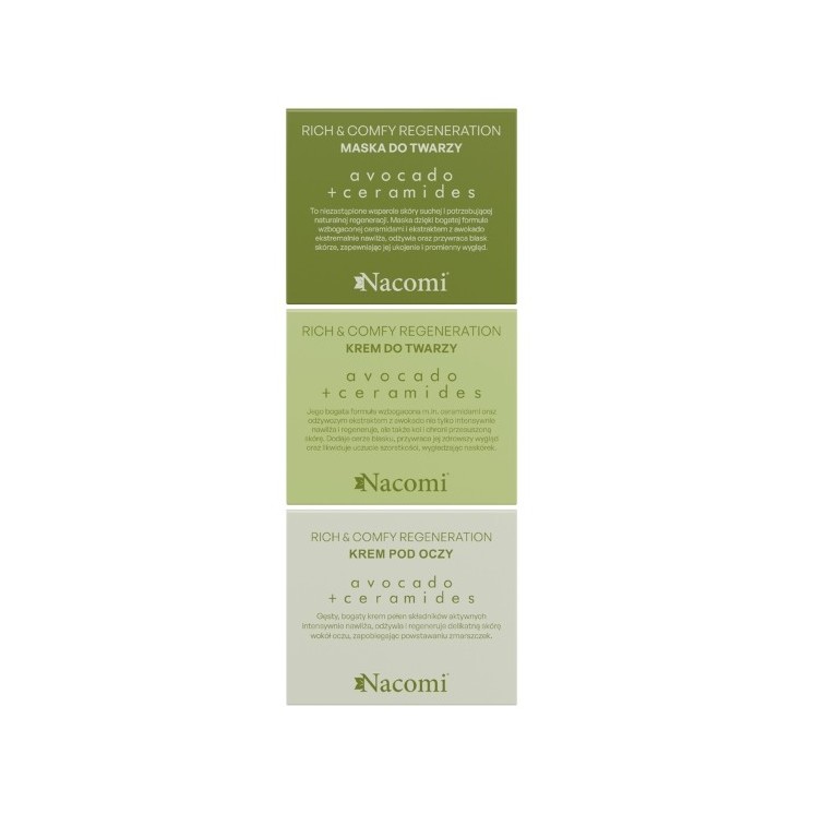 Nacomi Face Care Set Avocado Gift set Крем-догляд за обличчям 40 мл + Маска для обличчя 40 мл + Крем для очей 15 мл