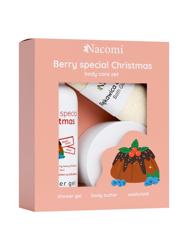 Nacomi Body Care set Cranberry and Berry Żel pod prysznic 300 ml + Masło do ciała 100 ml + Rękawica do kąpieli