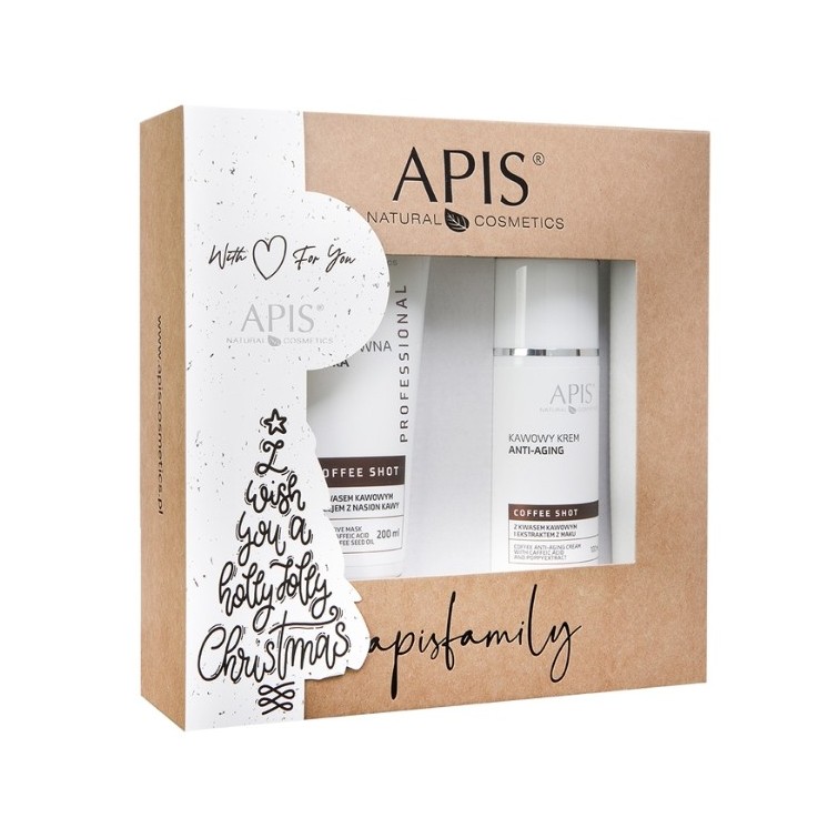 Apis Weihnachtsset Kaffee-Shot Bioaktive Maske 200 ml + Kaffee- anti-aging -Creme 100 ml