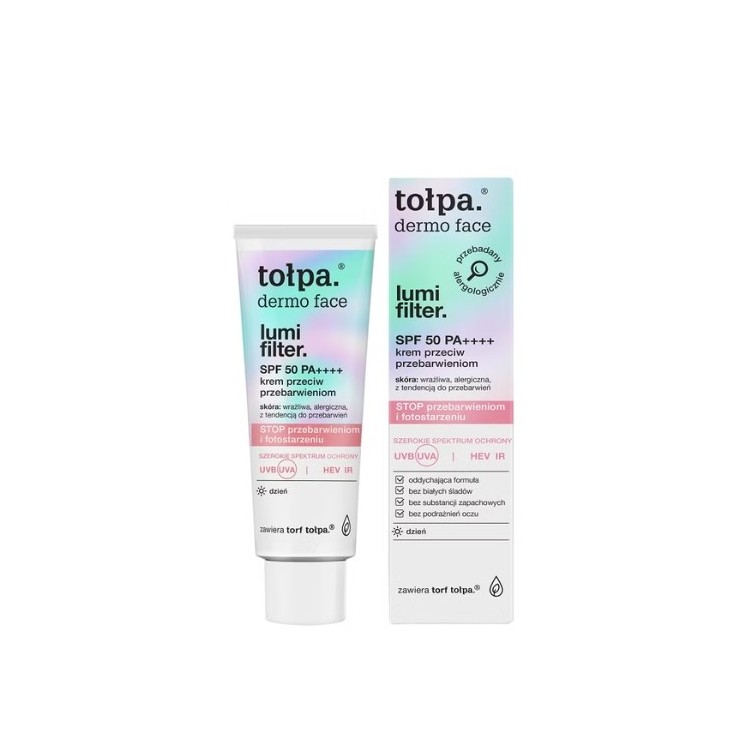 Tołpa Dermo Face Lumi Filtercrème tegen verkleuring SPF 50 PA++++ 40 ml