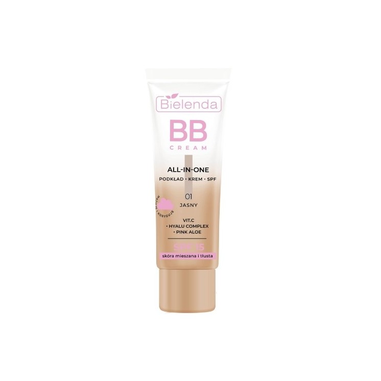 Bielenda ALL IN ONE BB CREAM voor de gecombineerde en vette huid tint 01 light 30 ml