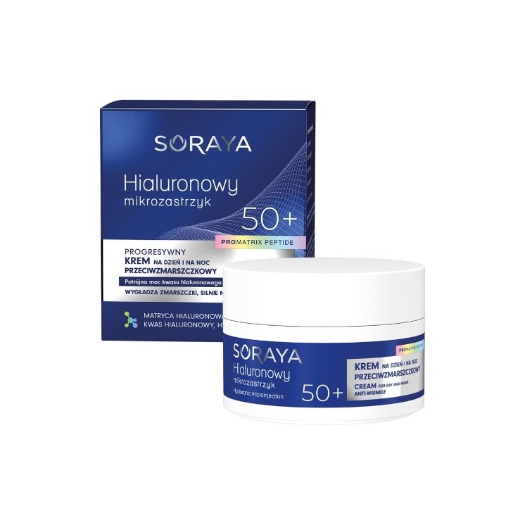 Soraya Hyaluron micro-injectie Progressieve antirimpelcrème 50+ voor dag en nacht, hyaluronzuur en nutripeptiden 50