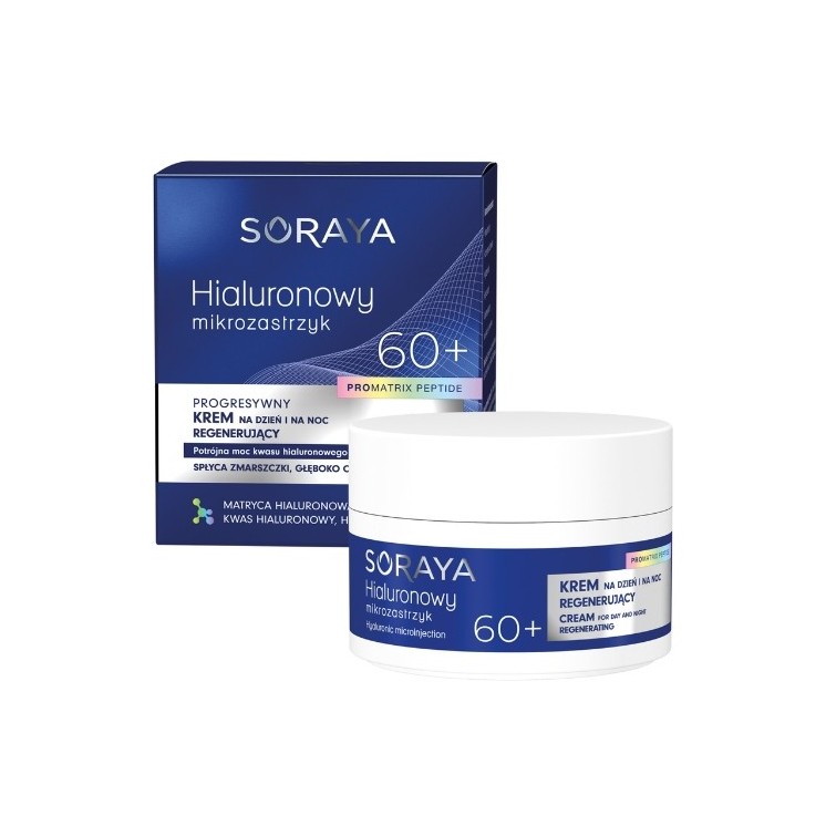Soraya Hyaluronic micro injection Progressive regenerating cream 60+ for day and night, hyaluronic acid and signal peptide 50 ml
