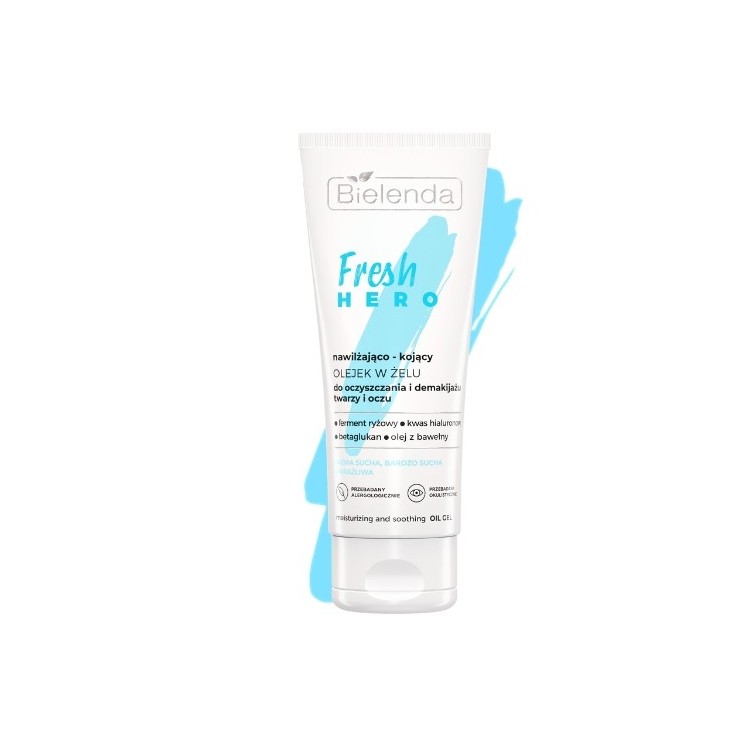 Bielenda Fresh HERO Зволожуюча та заспокійлива олія в гелі для очищення та зняття макіяжу з обличчя та очей 90 г