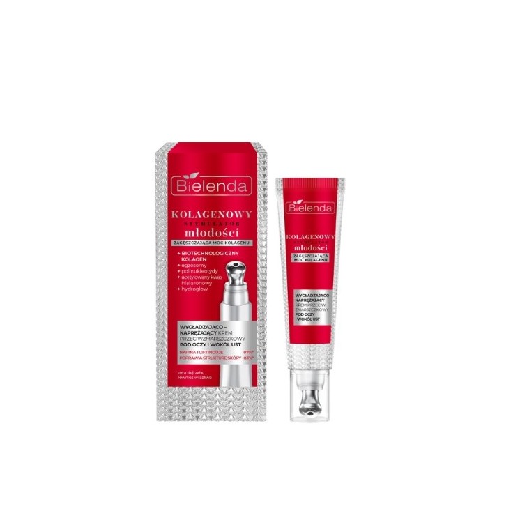 Bielenda Collagen Youth Stimulator Розгладжуючий і підтягуючий крем проти зморшок під очима і навколо рота 15 мл
