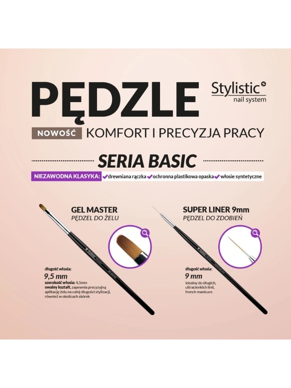 Pędzelek do Żelu Stylistic Super Liner 9 mm