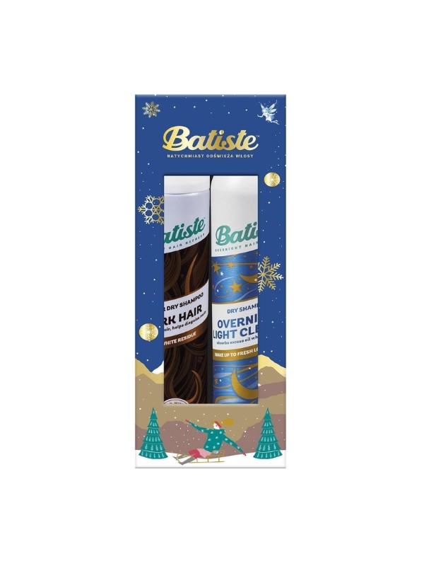 BATISTE Zestaw świąteczny Suchy Szampon Dark Hair 200 ml + Overnight Light Cleanse 200 ml