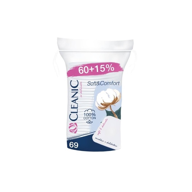 Cleanic Soft & Comfort Vierkante Cosmetische Pads 69 stuks.