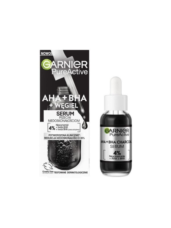 Garnier Pure Active serum przeciw niedoskonałościom AHA + BHA + Węgiel 30 ml