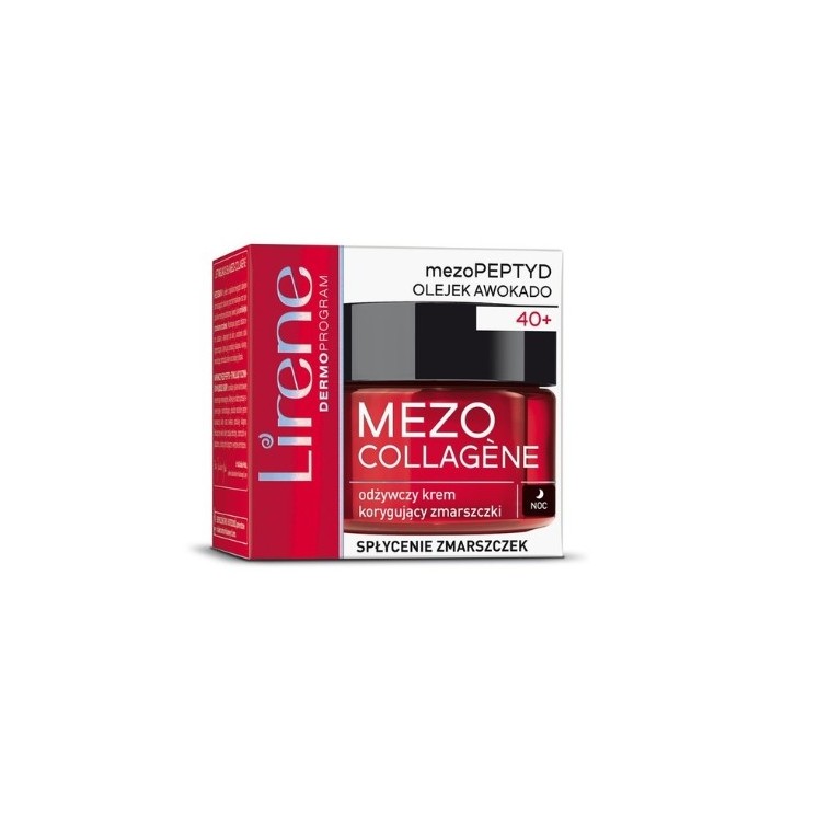 Lirene Mezo Collagene 40+ Nährende Faltenkorrekturcreme für die Nacht, Faltenreduzierung 50 ml