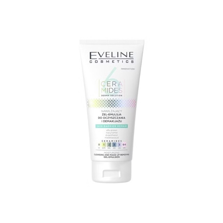 Eveline 6 CERAMIDES зволожуюча гель-емульсія для очищення та зняття макіяжу 150 мл