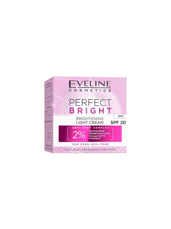 Eveline Perfect Bright rozjaśniający, lekki Krem do twarzy na dzień SPF20 50 ml