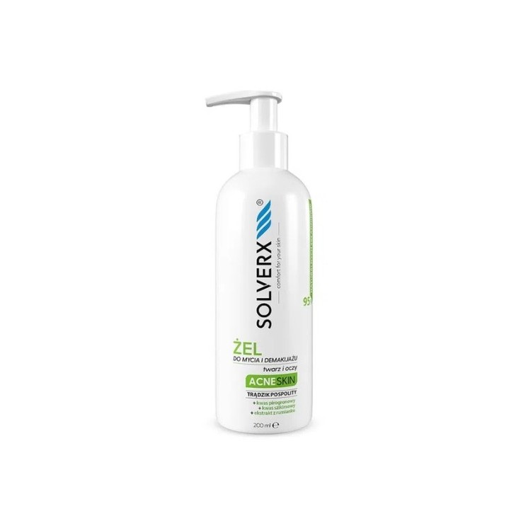 Гель для очищення та зняття макіяжу Solverx Acne Skin 200 мл