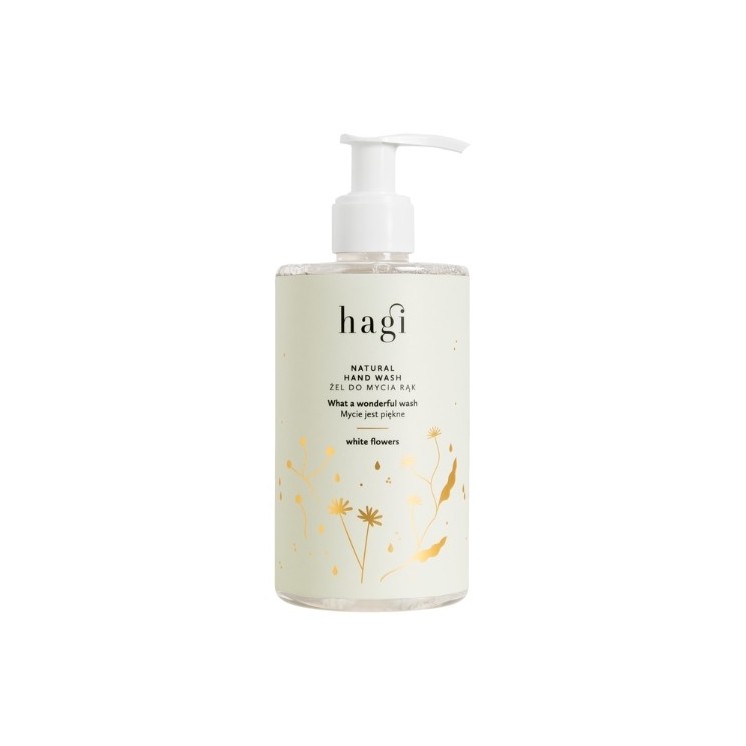 Hagi Washing is een prachtige natuurlijke handwasgel met witte bloemen 300 ml