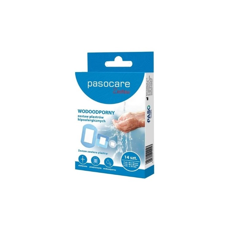 Pasocare Zestaw hipoalergicznych plastów wodoodpornych 14 sztuk