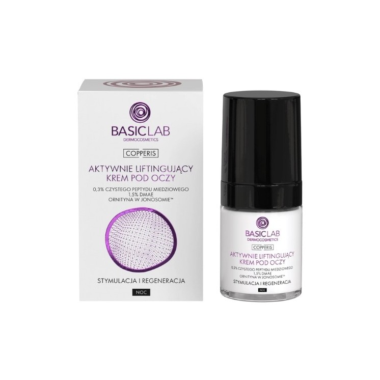 BasicLab Copperis Actively Lifting Night Eye Cream 3% Pure Copper Peptide Stimulatie en Regeneratie 18 ml