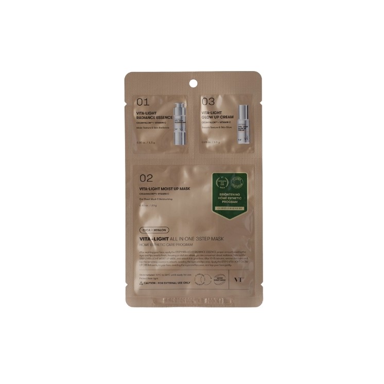 VT Cosmetics Vita Light All in One 3Step Brightening Face Sheet Mask 5 g + 1,5 г + 25 г