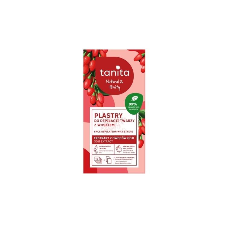 Tanita Natural &Fruity Goji Wax Gesichtshaarentfernungsstreifen, 12 Stück