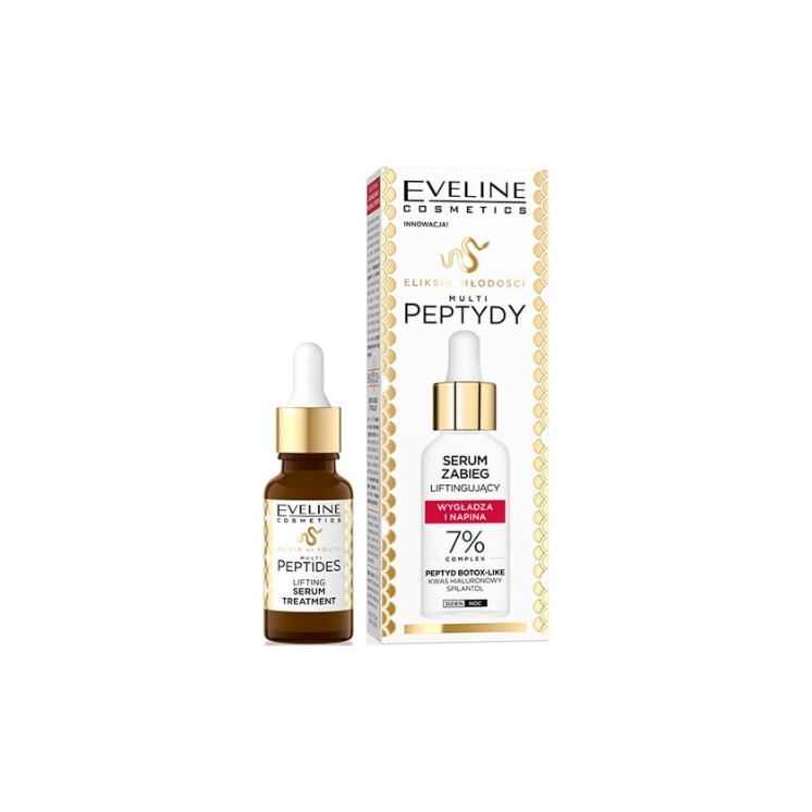 Eveline Elixir of Youth – Lifting-Serum 18 ml mit Multipeptiden, Spilanthol und 7% Hyaluronsäurekomplex glättet Fältchen, straff