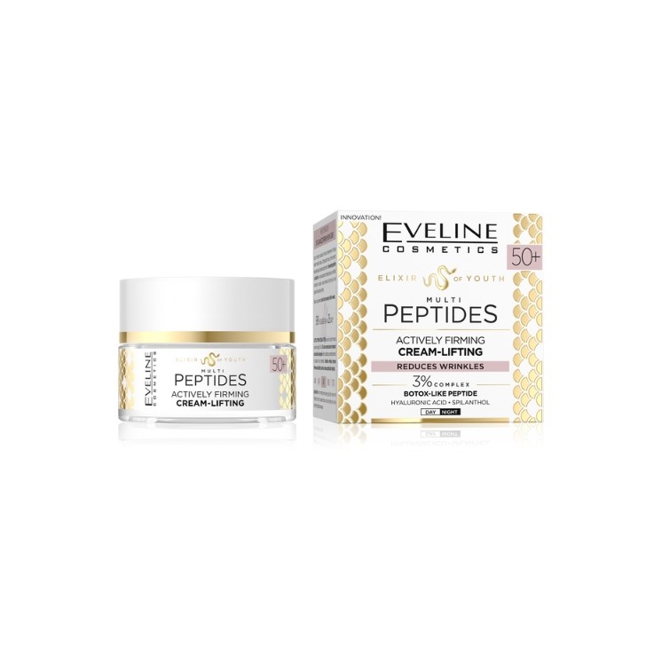 Крем-ліфтинг Eveline Elixir of Youth з мультипептидами, що активно підтягує шкіру 50+, 50 мл