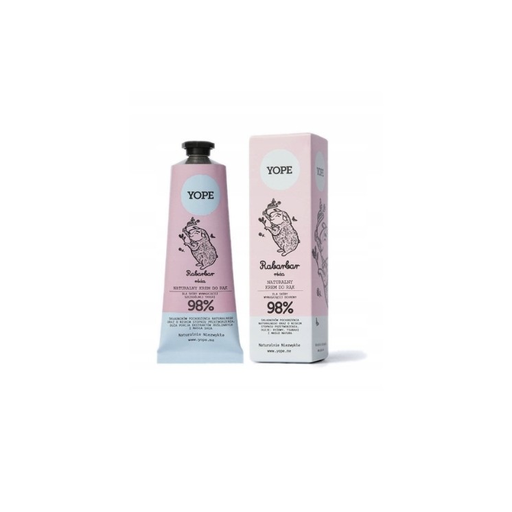 Crème pour les mains naturelle à la rhubarbe et à la rose YOPE 50 ml