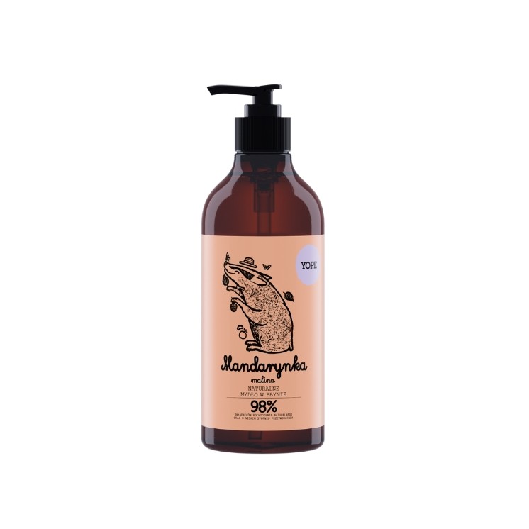 Savon liquide naturel pour les mains YOPE Mandarine et Framboise 500 ml