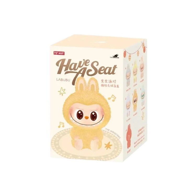 LABUBU Pendentif en peluche assis original Pop Mart Labubu The Monsters Have a Seat + QR Code 1 pièce