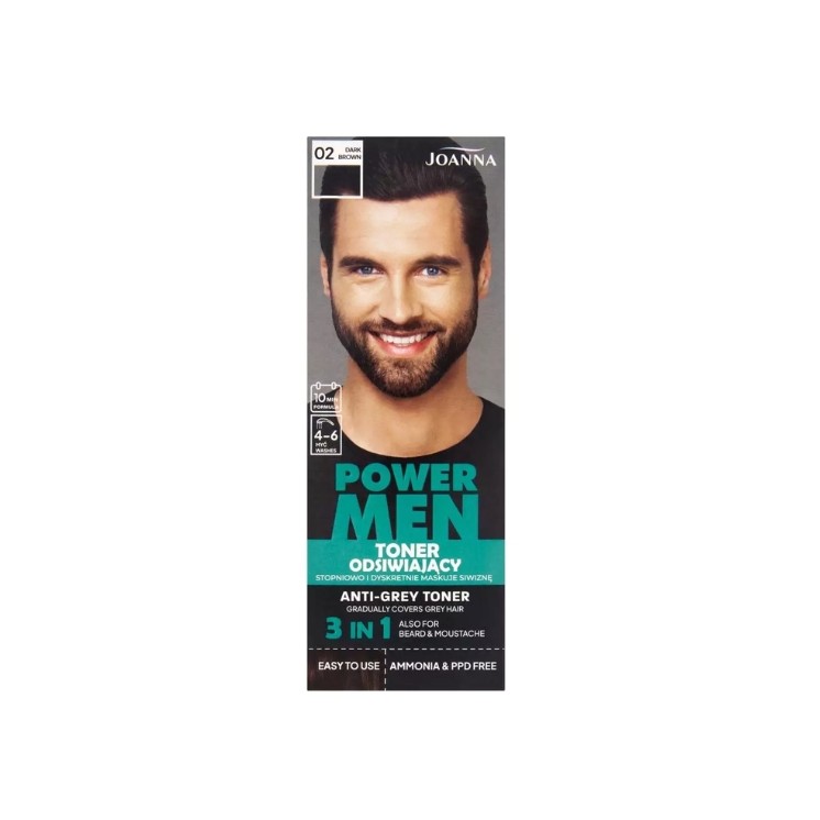 Joanna POWER MEN Verfrissende Toner /02 Dark Brown 80 g