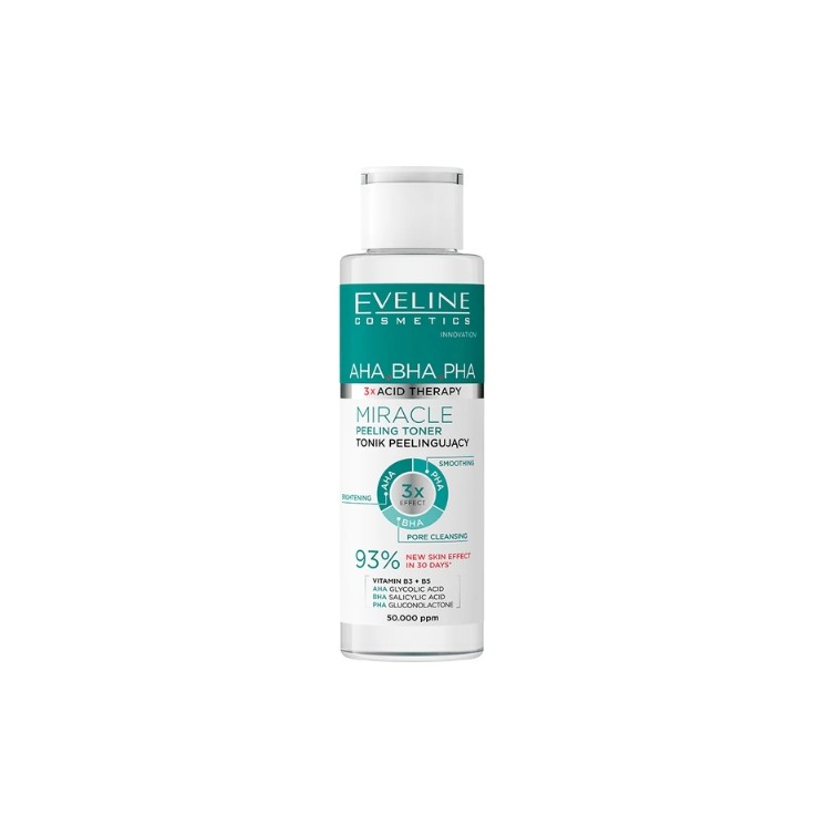Пілінг-тонік для обличчя Eveline 3xAcid AHA BHA PHA Miracle 110 мл
