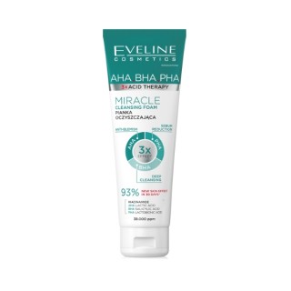 Пінка для очищення обличчя Eveline 3xAcid AHA BHA PHA Miracle 140 мл