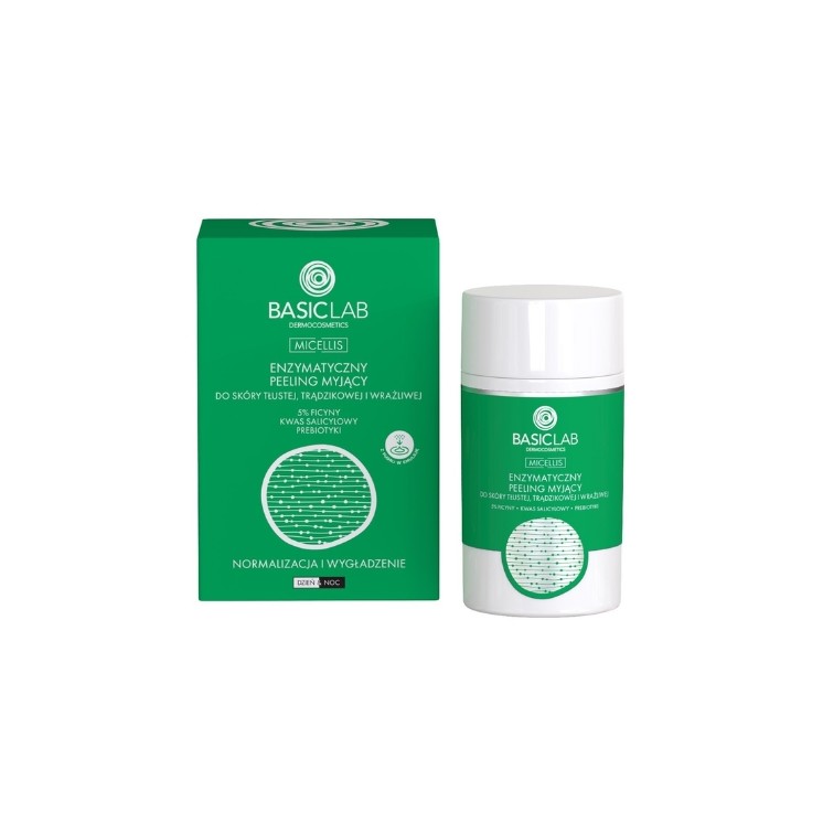 BasicLab Micellis Enzymatische Reinigende Peeling Vette, acne-gevoelige en gevoelige huid 35 g