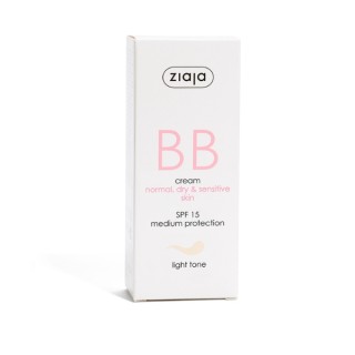Ziaja BB Crème Visage Active Anti-Imperfections pour Peaux Normales, Sèches et Sensibles SPF15 Teinte Claire 50 ml