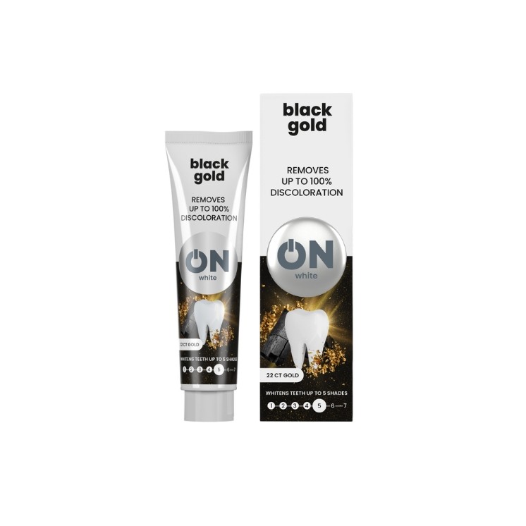 ON WHITE BLACK GOLD Whitening tandpasta met houtskool 75 ml