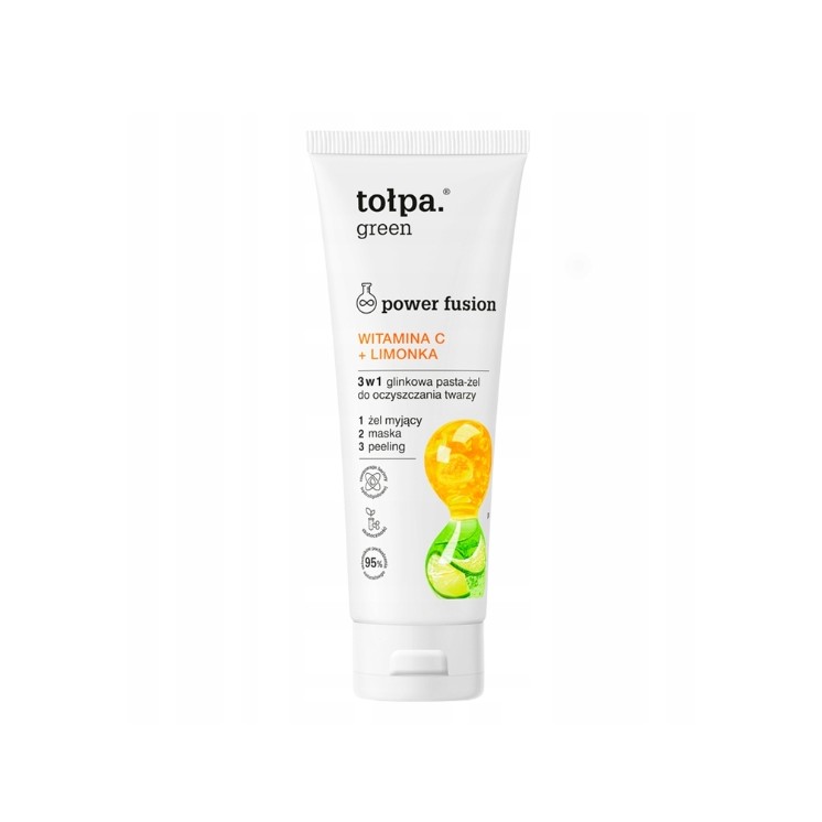 Tołpa Green Power Fusion 3in1 Clay Facial Cleansing Gel Paste Vitamine C + Limoen 125 ml