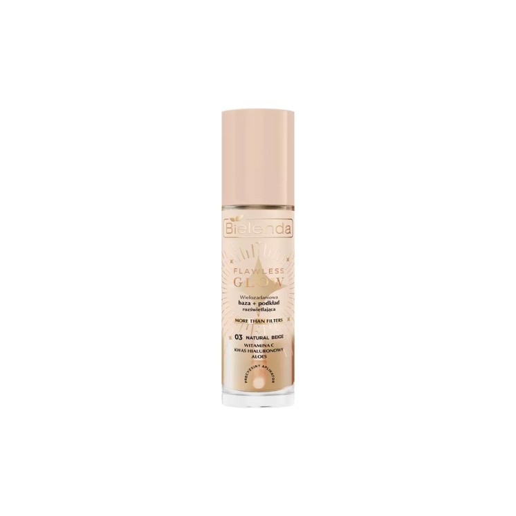 Bielenda FLAWLESS GLOW багатоцільова освітлювальна основа + тональний крем /03/ Natural Beige 30 мл