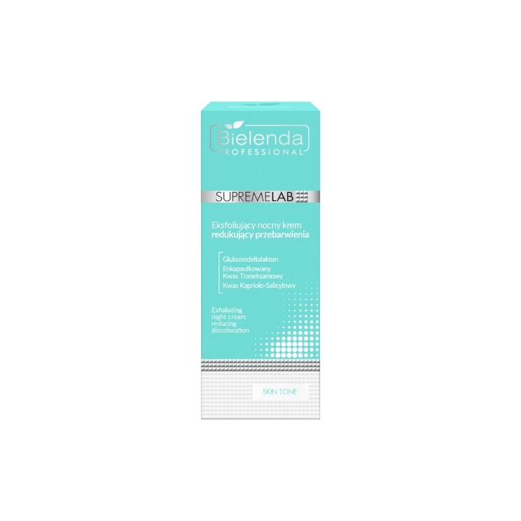 Bielenda Professional SUPREMELAB Нічний відлущувальний крем для обличчя для тонізування Skin , що зменшує зміну кольору шкіри 50