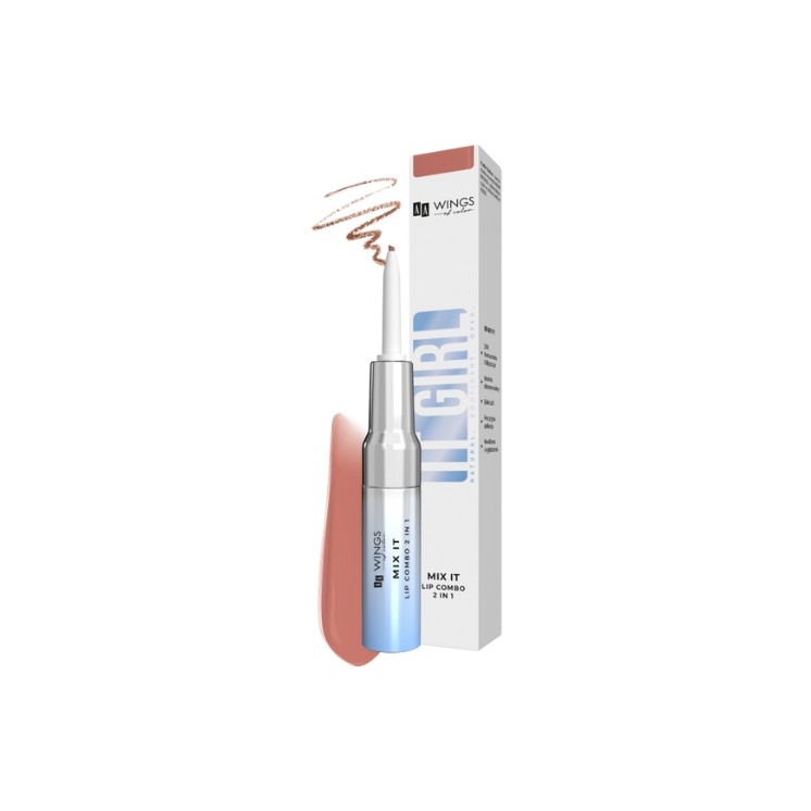AA Wings of Color It Girl Mix It 2в1 рідкий блиск для губ + підводка для губ / Nude praline / 5 г + 0.2 2 g