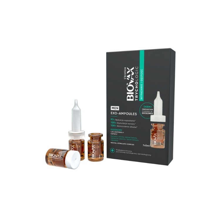 Засіб L'biotica BIOVAX Trichologic Exo-Ampoules від випадіння та густоти волосся для чоловіків 7 x 5 мл