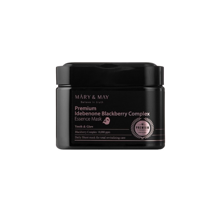 Набір із 20 масок для обличчя Mary&May Premium Idebenone Blackberry Complex Essence Mask