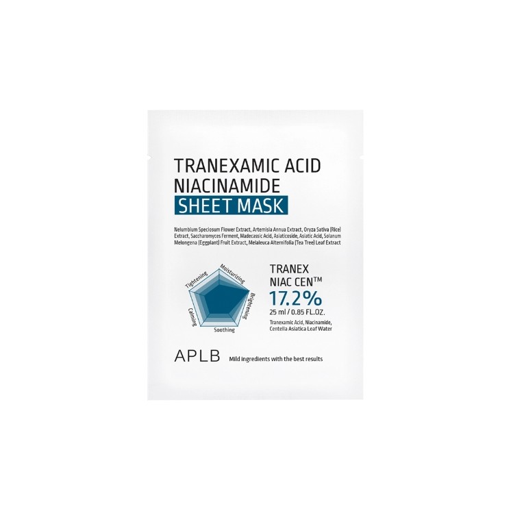 APLB Tranexamic Acid Niacinamide Sheet Mask rozjaśniająco-nawilżająca Maska w płachcie do twarzy 1sztuka 25 ml