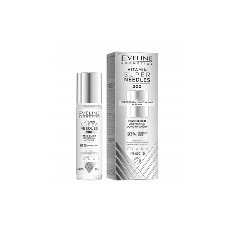 Eveline Vitamin Super Needles 200 Mézo- elixir Activateur de Régénération Cutanée 30 ml