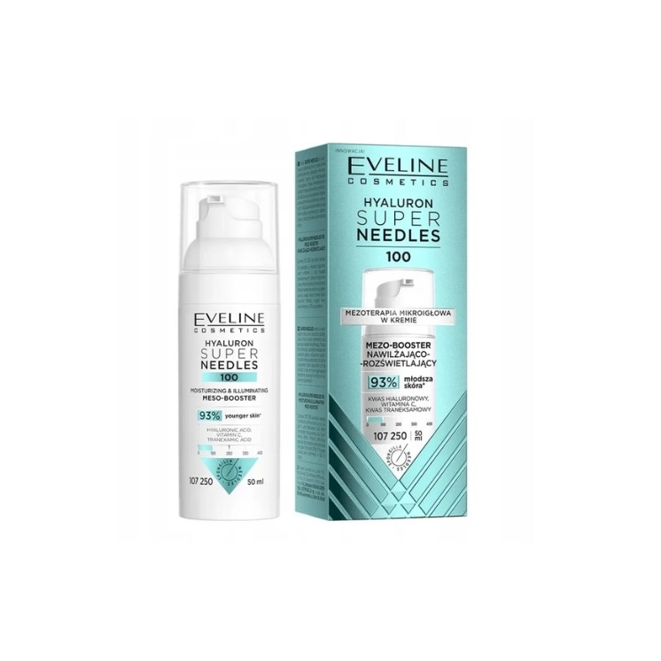 Eveline Hyaluron Super Needles 100 Mezo-booster nawilżająco-rozświetlający 50 ml