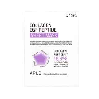 APLB Collagen EGF Peptide Sheet Mask Set Zestaw nawilżajaco-ujędrniających Mask w płachcie do twarzy 10 sztuk 25 ml APLB Collagen EGF Peptide Sheet Mask Set Zestaw nawilżajaco-ujędrniających Mask w płachcie do twarzy 10 sztuk 25 ml