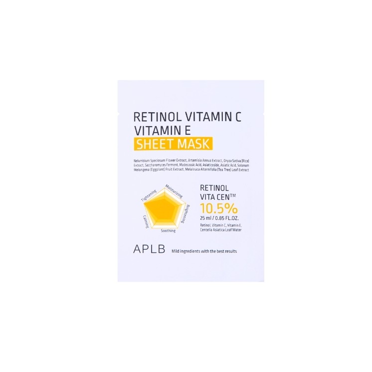 APLB Retinol Vitamin C Вітамін Е Тканина-маска з ретинолом та вітамінами С і Е 1 шт. - 25 мл