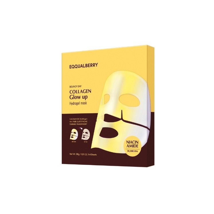 Набір сяючих колагенових масок для обличчя Eqqualberry Collagen Glow Up Hydrogel Mask 4x30 г