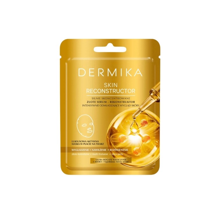 Dermika Skin Reconstructor Gold Serum – Intensiv verjüngendes Serum in einer Tuchmaske (1 Stück)
