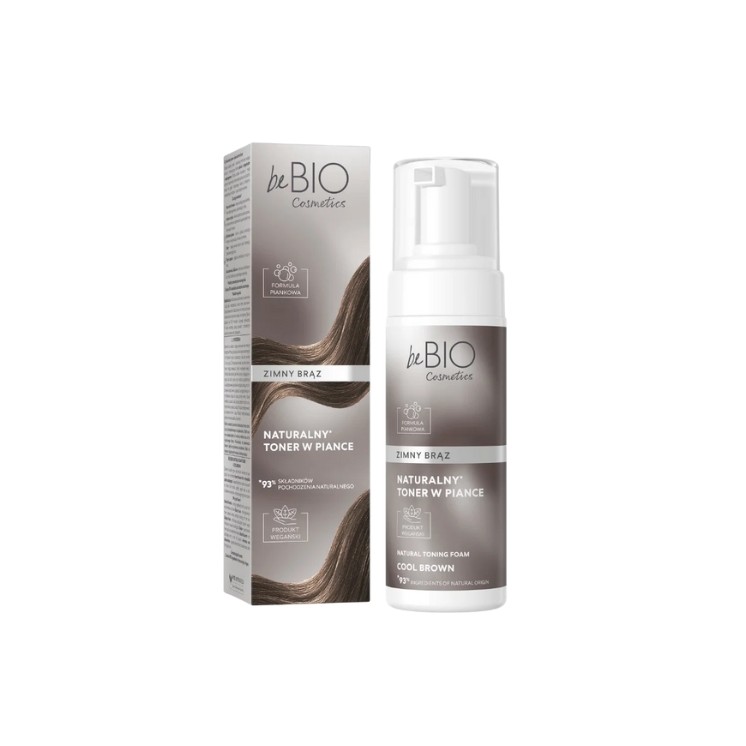 Toner mousse naturel BeBio Cosmetics teinte Brun Froid, 120 ml
