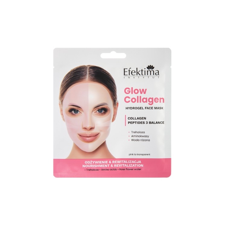 Masque en tissu Efektima Glow Collagen , enrichi en collagène et peptides, nourrissant (1 pièce)